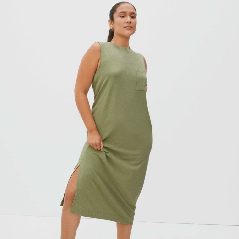 NWOT Everlane The Long Weekend Tank Dress in Artichoke Green XS